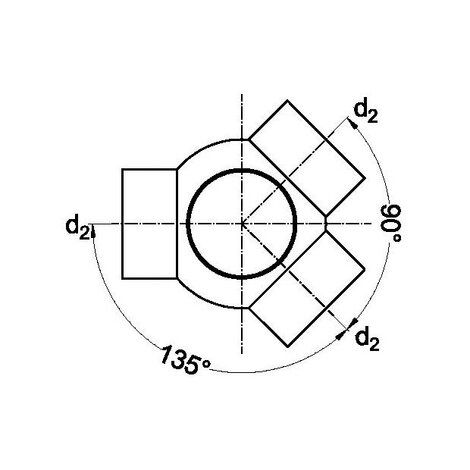 Triple ball branch 88,5° - 135°