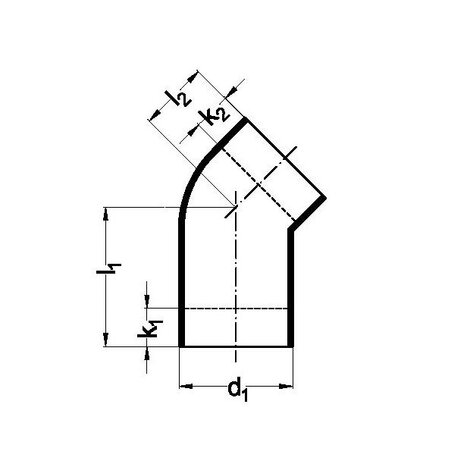 Elbow 45° with long side