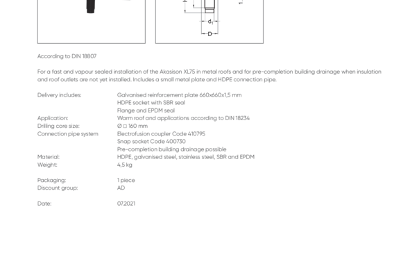 Akasison reinforcement plate XL75 with vapour barrier connection - code 747711