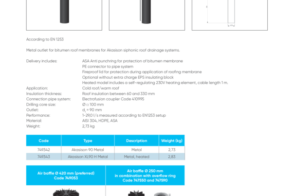 Akasison roof outlet XL90 Bitumen - code 749342 / 749343