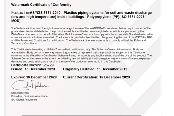 Watermark Australia AS/NZS 7671:2010